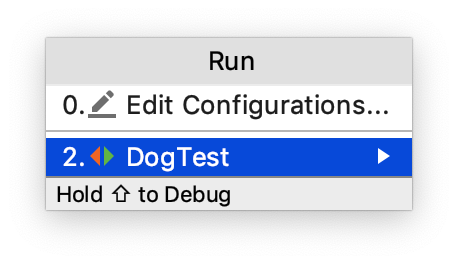 run -> run dialog